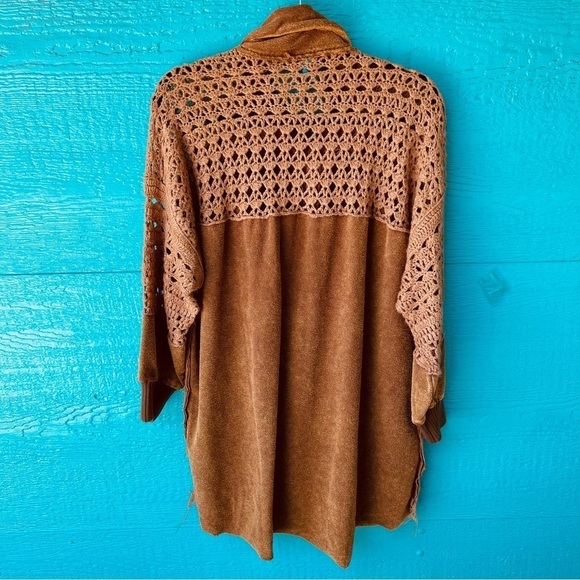 JADED GYPSY BOHO SPIRIT ZIP UP LONGLINE CROCHET JACKET OS - Picture 9 of 9